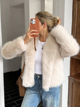 Plush Fleece Long Sleeve Coat for Women