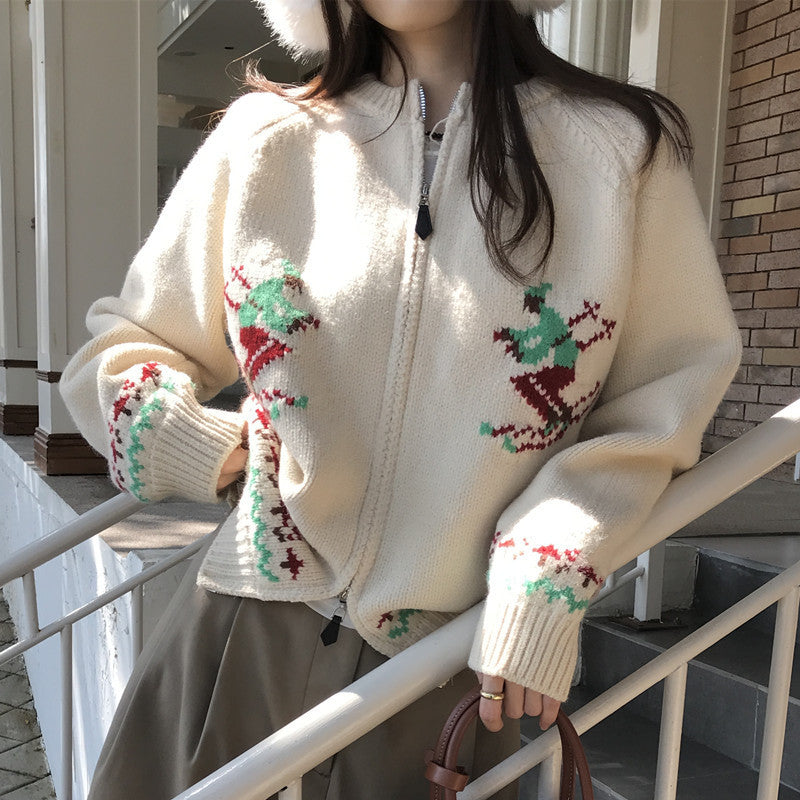 Warm Crocheted Loose Sweater Coat for Women