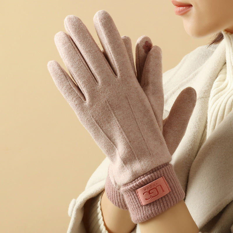 Cashmere-Like Touch Screen Gloves with Fleece Lining