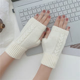 Short Half-Finger Wool Knitted Gloves