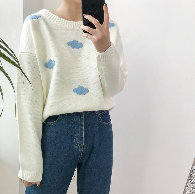 Loose Cloud Pattern Sweater for Women