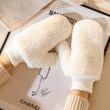 Colorful Winter Plush Mittens for Women