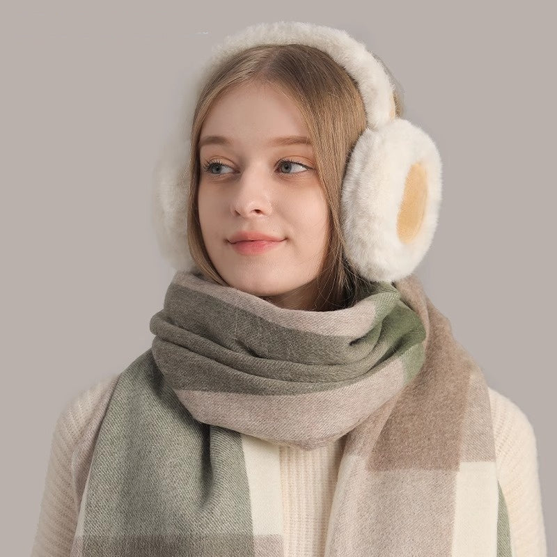 Plush Earmuff Scarf Gloves Set for Women