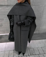 Long Cloak Overcoat with Scarf Collar for Women