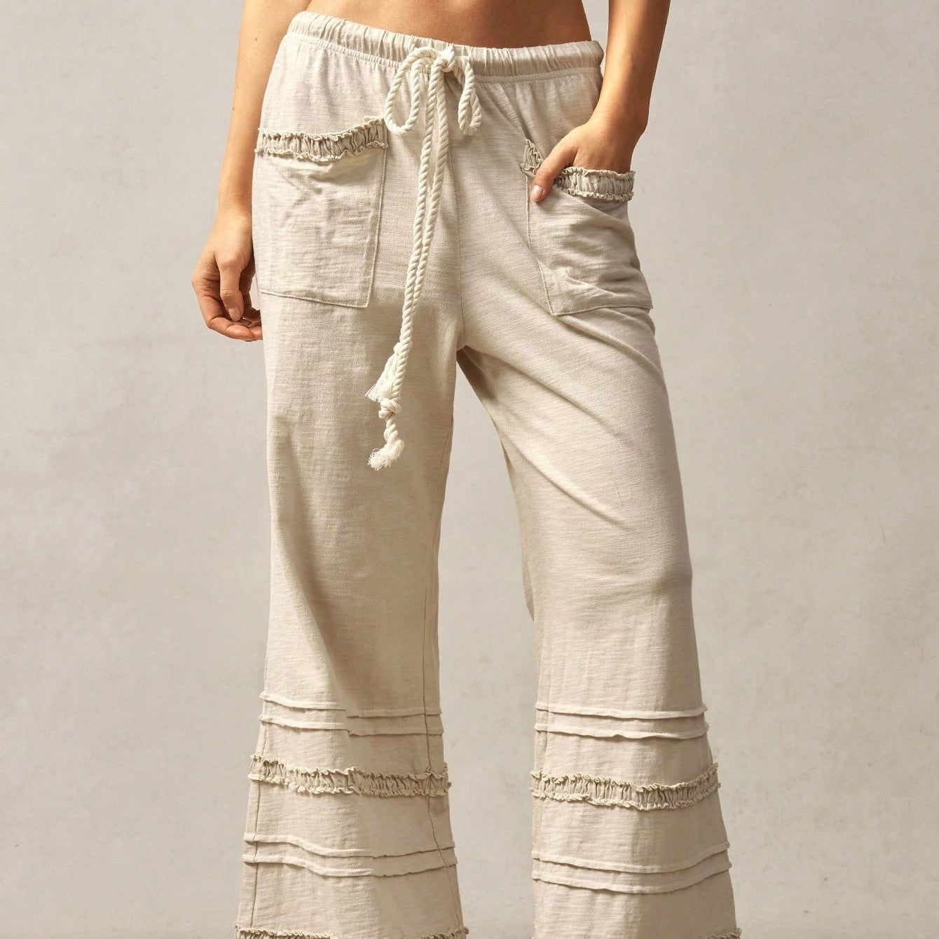 Flared Knit Pants with a High Waist