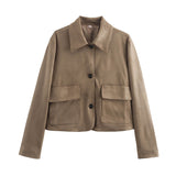Women's Retro Suede Lapel Jacket