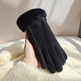 Adorable Suede Riding Gloves with Fleece Lining