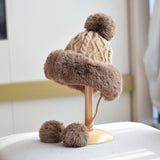 Women's Fur Ball Lace-Up Ushanka Hat