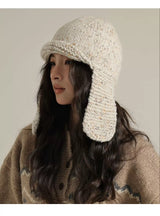 Retro Mixed-Color Knitted Earmuffs Hat