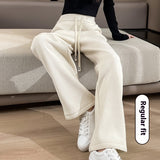 Wide-leg pants lined with chenille fleece