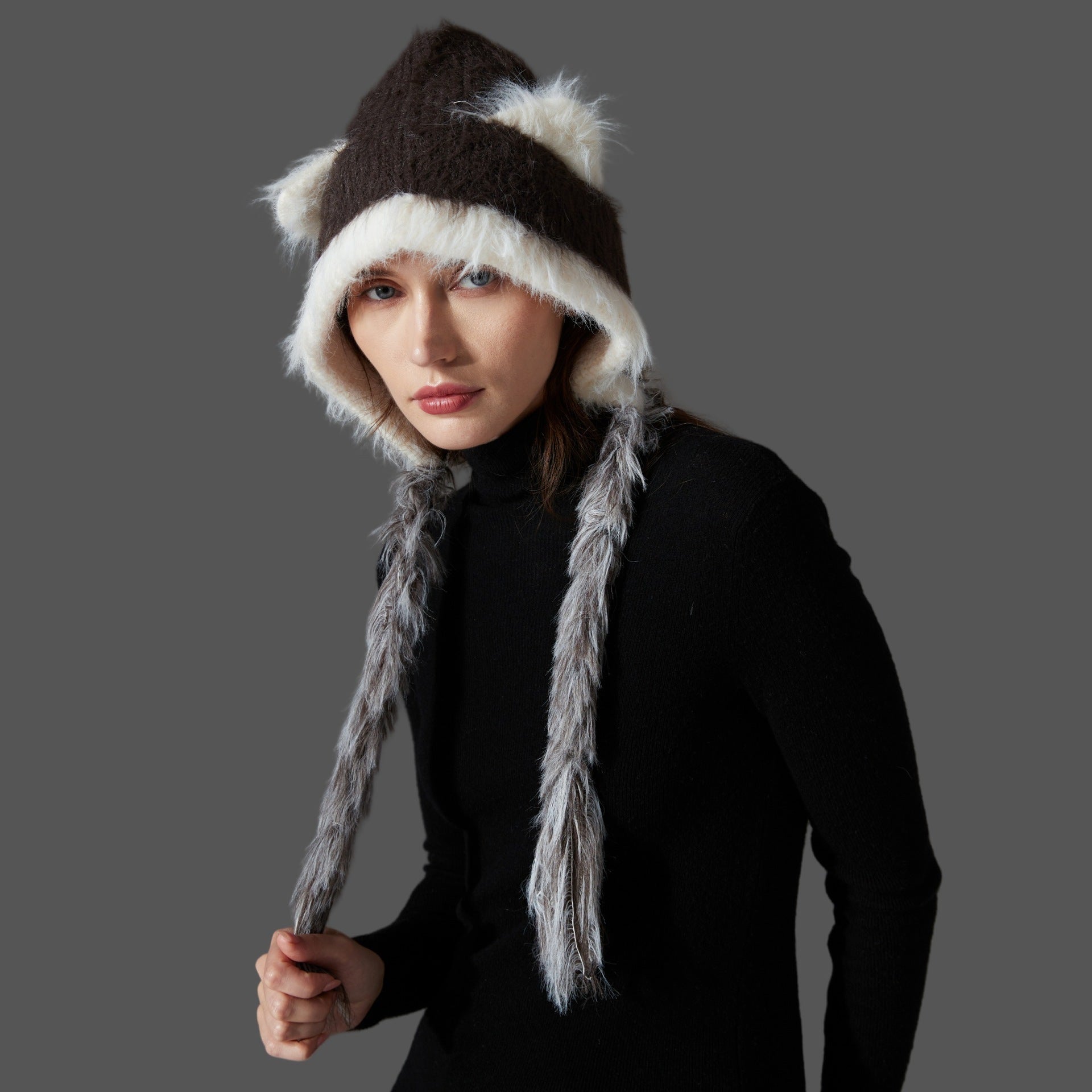 Cat Ear Mink Wool Knitted Hat