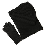 Conjunto de invierno de bufanda, gorro y guantes de lana para mujer