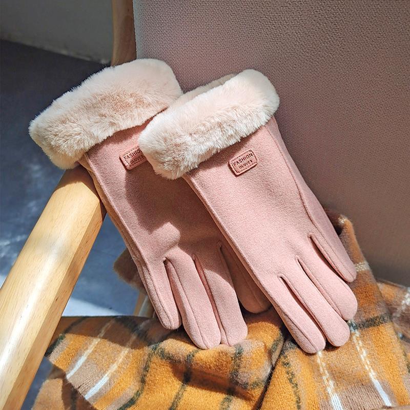 Adorable Suede Riding Gloves with Fleece Lining