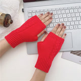 Short Half-Finger Wool Knitted Gloves
