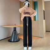 Wide-leg, high-waisted corduroy pants for maternity