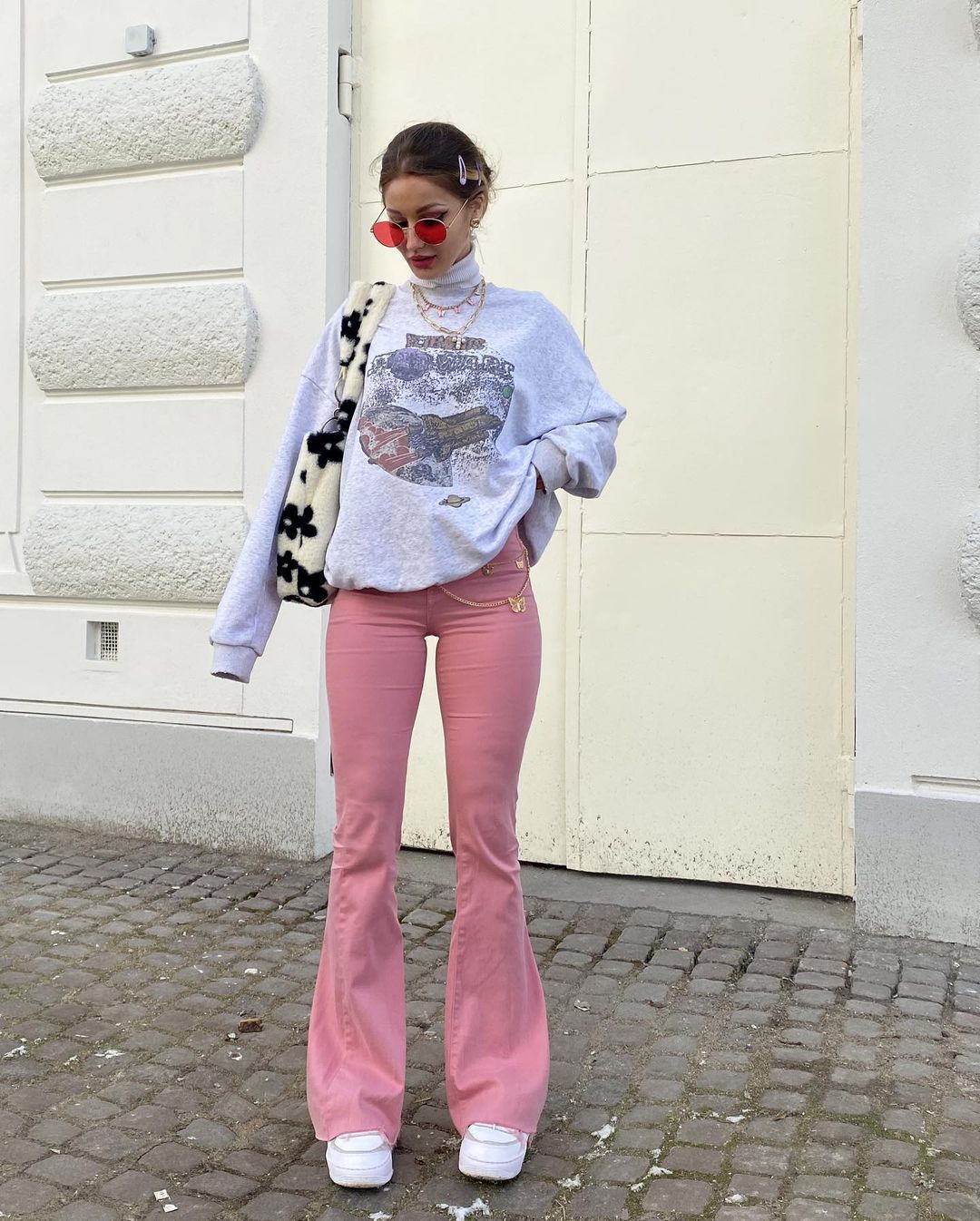 Vintage Elastic Trousers in Pink