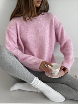 Short Alpaca Pullover Sweater for Women