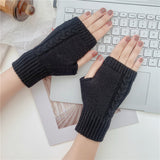 Short Half-Finger Wool Knitted Gloves