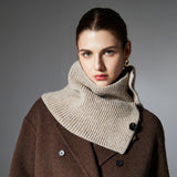 Elegant Wool Knitted Scarf with Flower Button