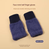 Plush Knitted Fingerless Gloves for Women