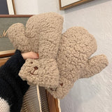 Cozy Cartoon Bear Plush Gloves for Women