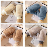 Colorful Winter Plush Mittens for Women