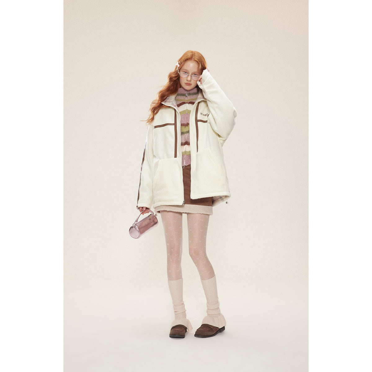 Preppy Plaid Double-Sided Wool Coat for Teen Girls