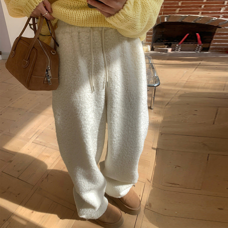 Straight-leg, thickened, high-waisted pants