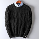 Traditional Twist Knit Sweater with Round Neck