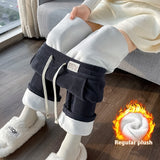 Wide-leg pants lined with chenille fleece