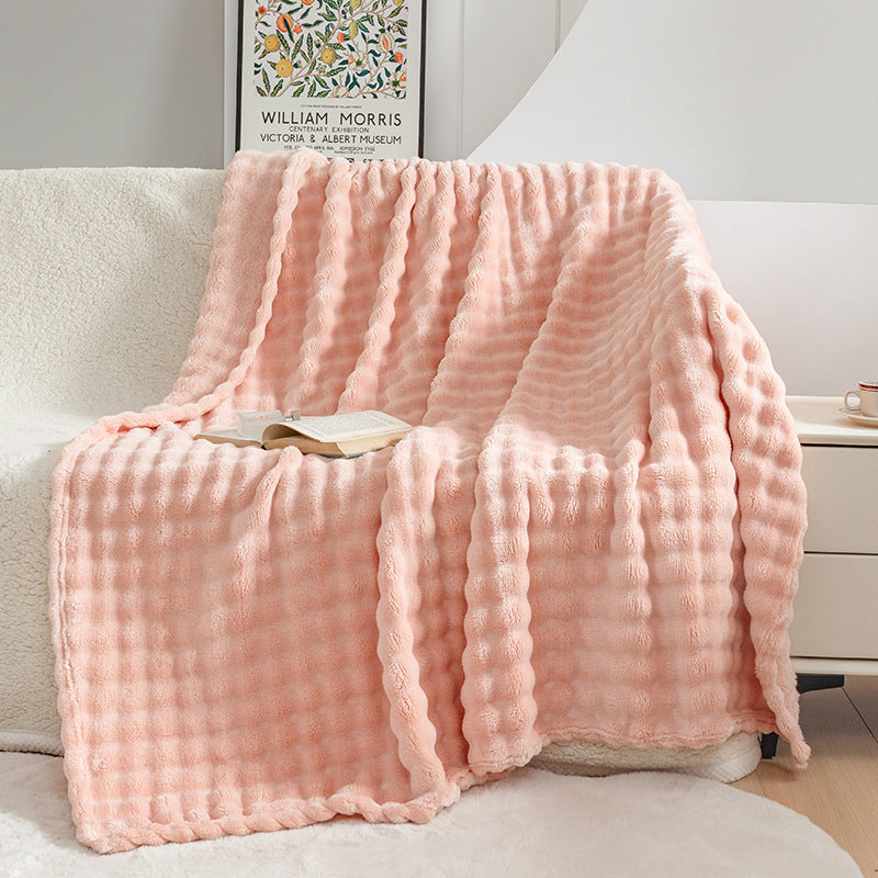 Cozy Bubble Flannel Sofa Blanket