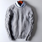 Traditional Twist Knit Sweater with Round Neck