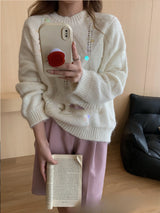 Sequined Knit Loose Pullover Sweater for Women