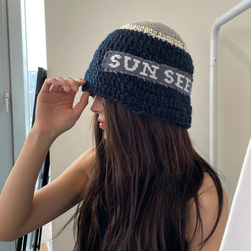 Handmade Letter Patch Wool Hat