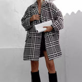 Thick Plaid Woolen Coat for Women