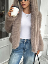 Plush Fleece Long Sleeve Coat for Women