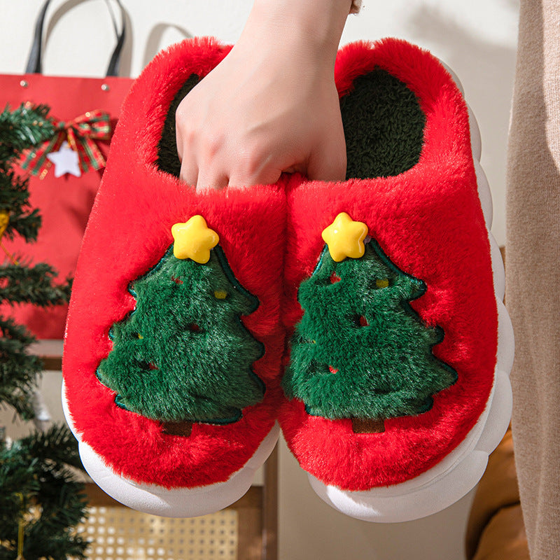 Zapatillas de casa para mujer con árboles de Navidad