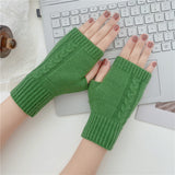 Short Half-Finger Wool Knitted Gloves