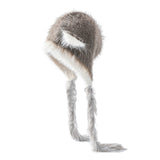 Gorro de punto de lana de visón con orejas de gato