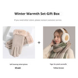 Plush Earmuff Scarf Gloves Set for Women