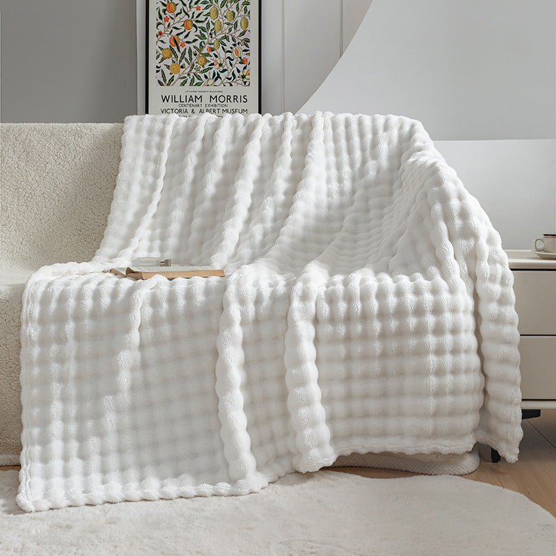 Cozy Bubble Flannel Sofa Blanket