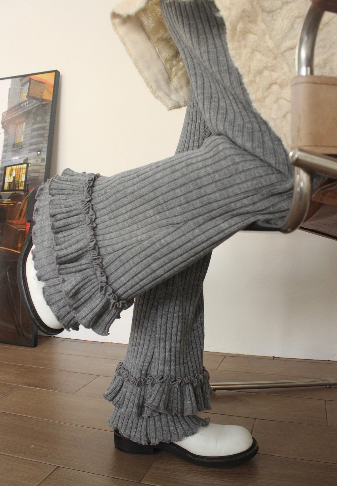 Chic Bootcut Pants with Lace Trim