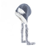 Gorro de punto de lana de visón con orejas de gato