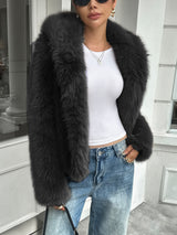 Plush Fleece Long Sleeve Coat for Women