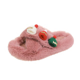 Fluffy Cotton Slippers with a Christmas Hat