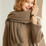 Wool Knit Cardigan Scarf with Shoulder Pad