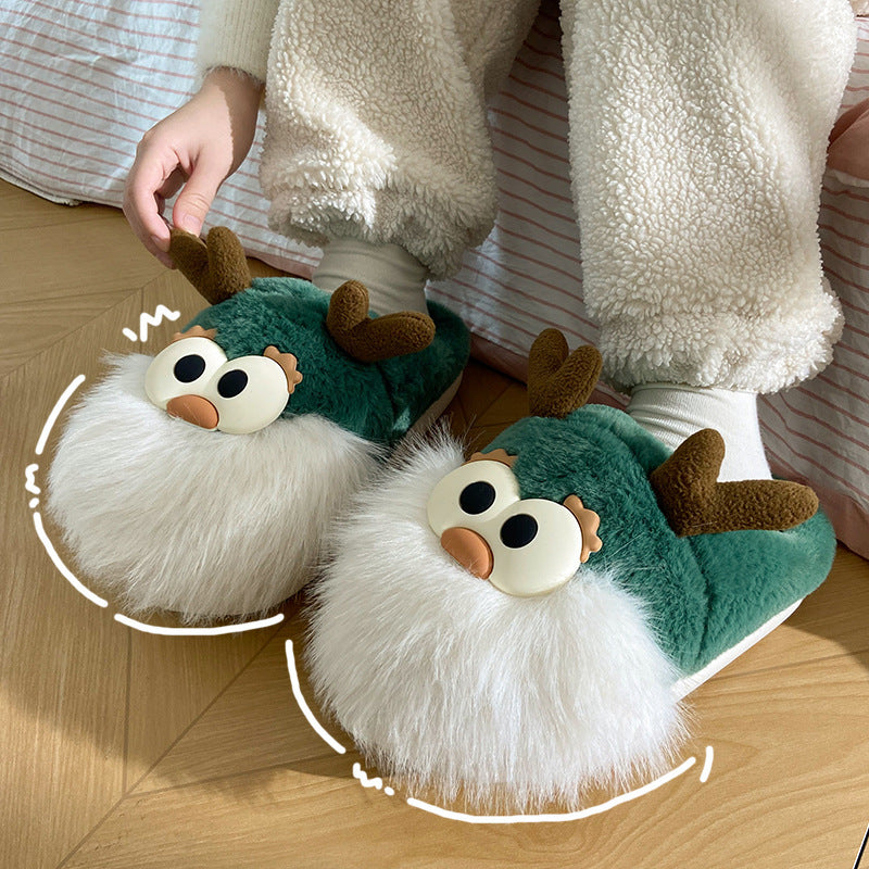 Adorable Plush Christmas Deer Slippers