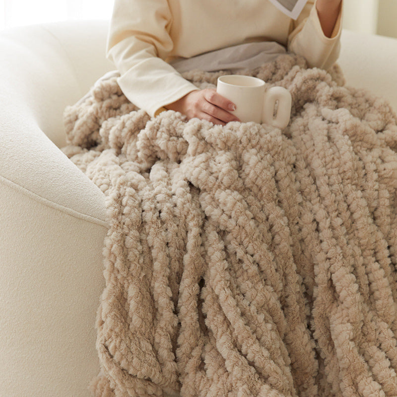 Plain Fur Velvet Sofa Blanket