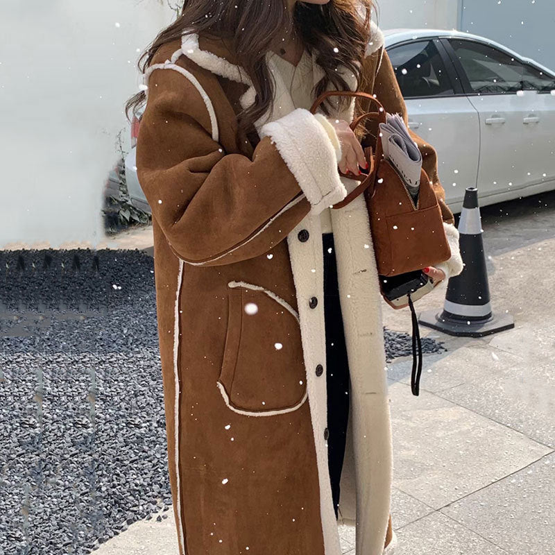 Vintage Patchwork Lamb Wool Double-Sided Fur Coat