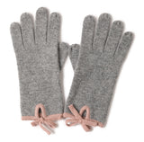 Cashmere Gloves with Hetero-Color Bow Split Fingers